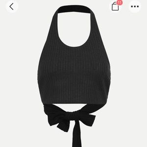 Knot back knit halter top